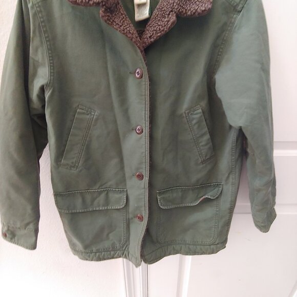 LL Bean Jacket Womens Medium Sherpa Lined Barn Field Chore Coat Canvas - Picture 3 of 8